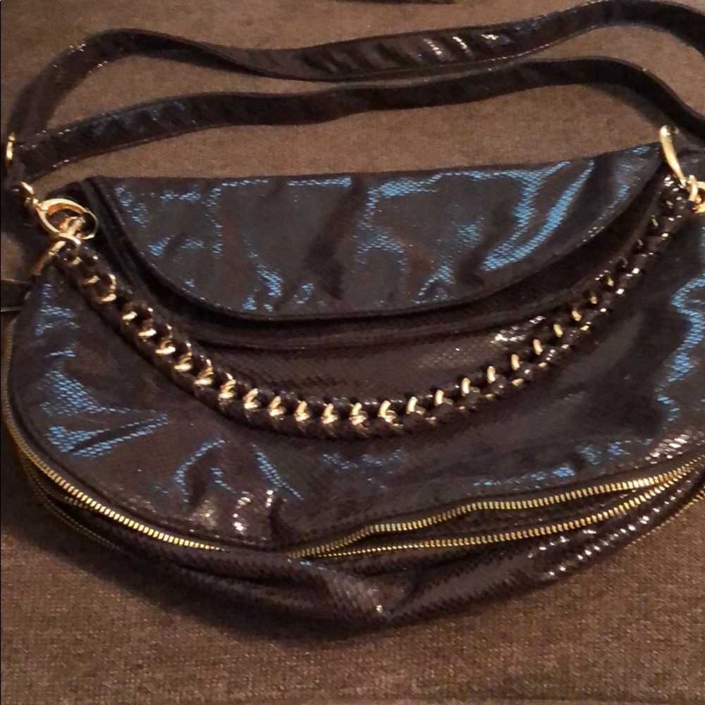 Black and gold crossbody bag